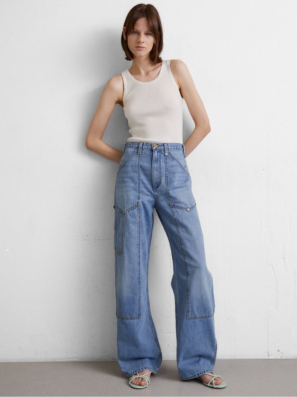 RE/DONE SUPER HIGH WORKWEAR - STRAIGHT LEG JEANS - WASTED INDIGO